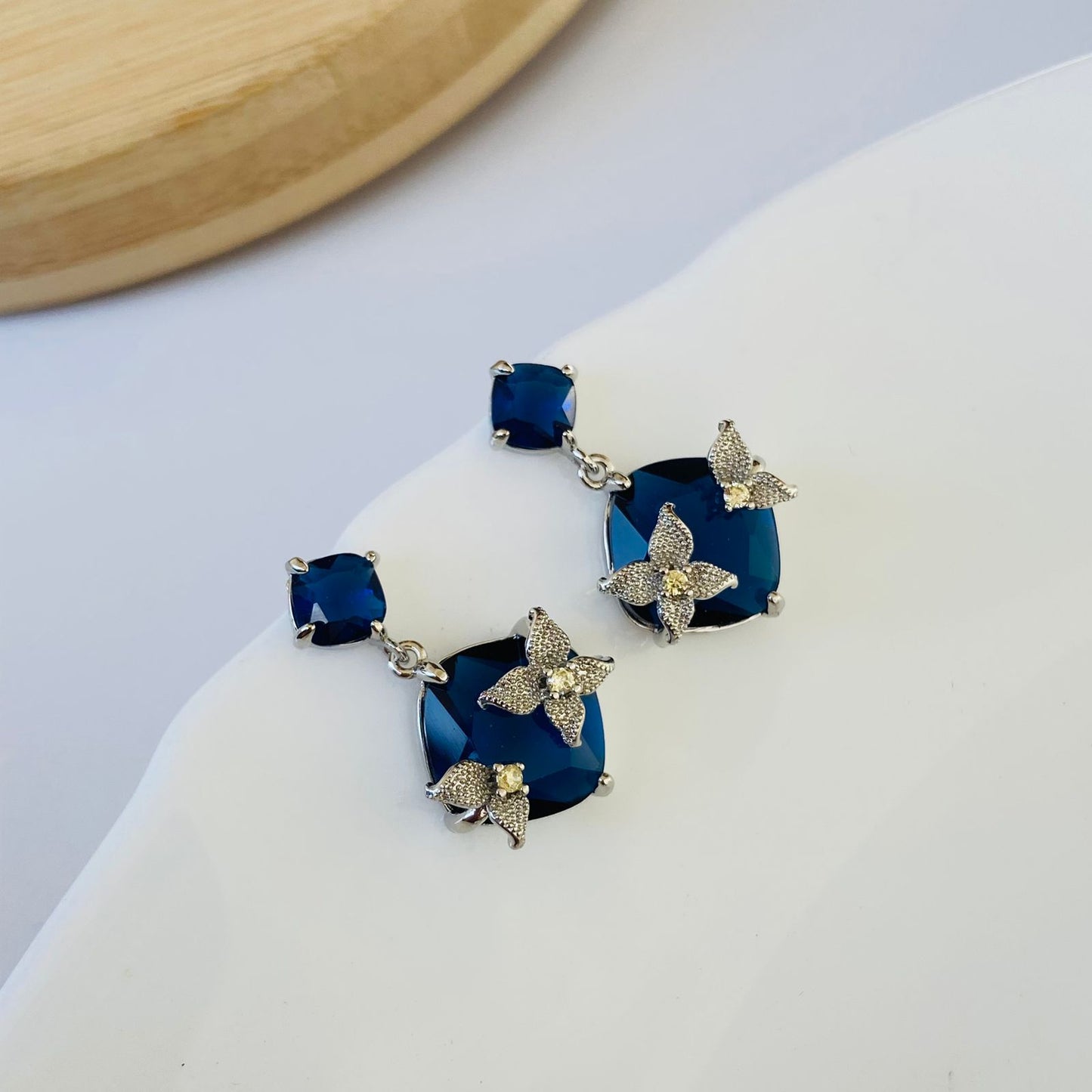 Diva Luxe Statement Earrings ( Blue)