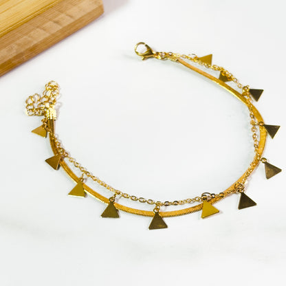 Triangle Charm Layered Snake Chain Bracelet