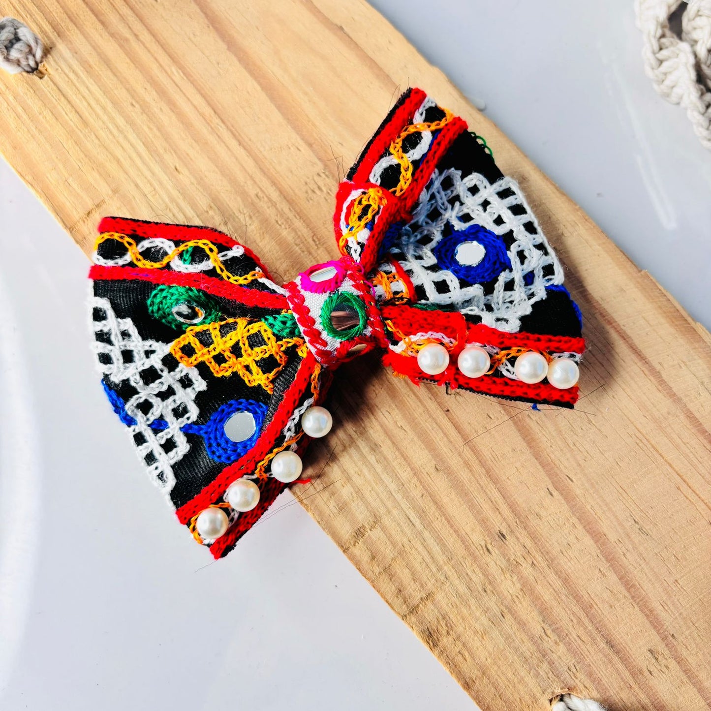 Navratri Pearl Bow Clips