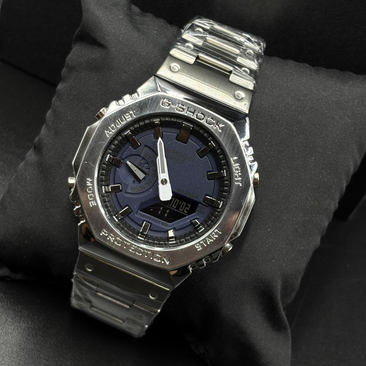 G-Shock Silver Blue Dial Watch ( Chronograph + Digital )