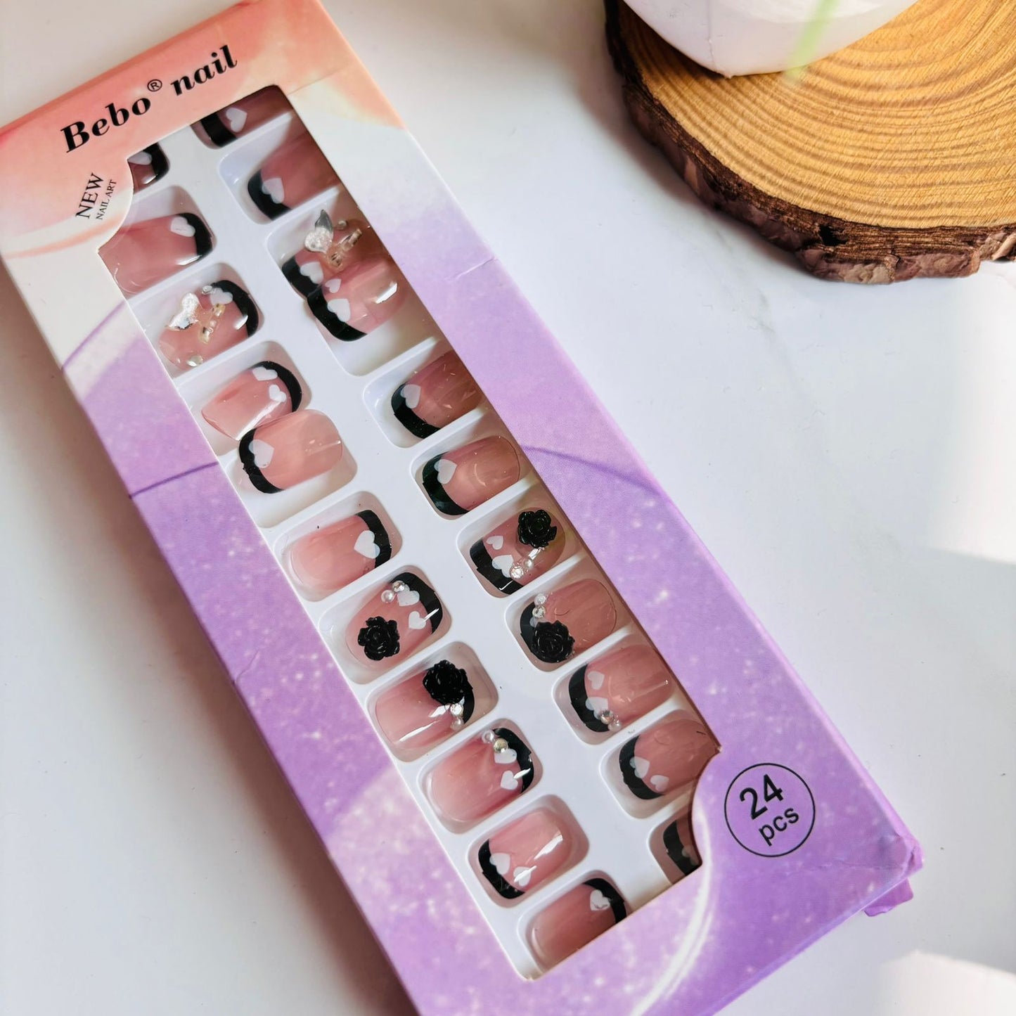 051 Embellished Gel Stick On Nails (Pack of24)