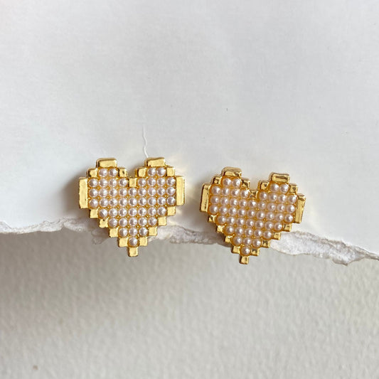Pearl Mosaic Heart Earrings