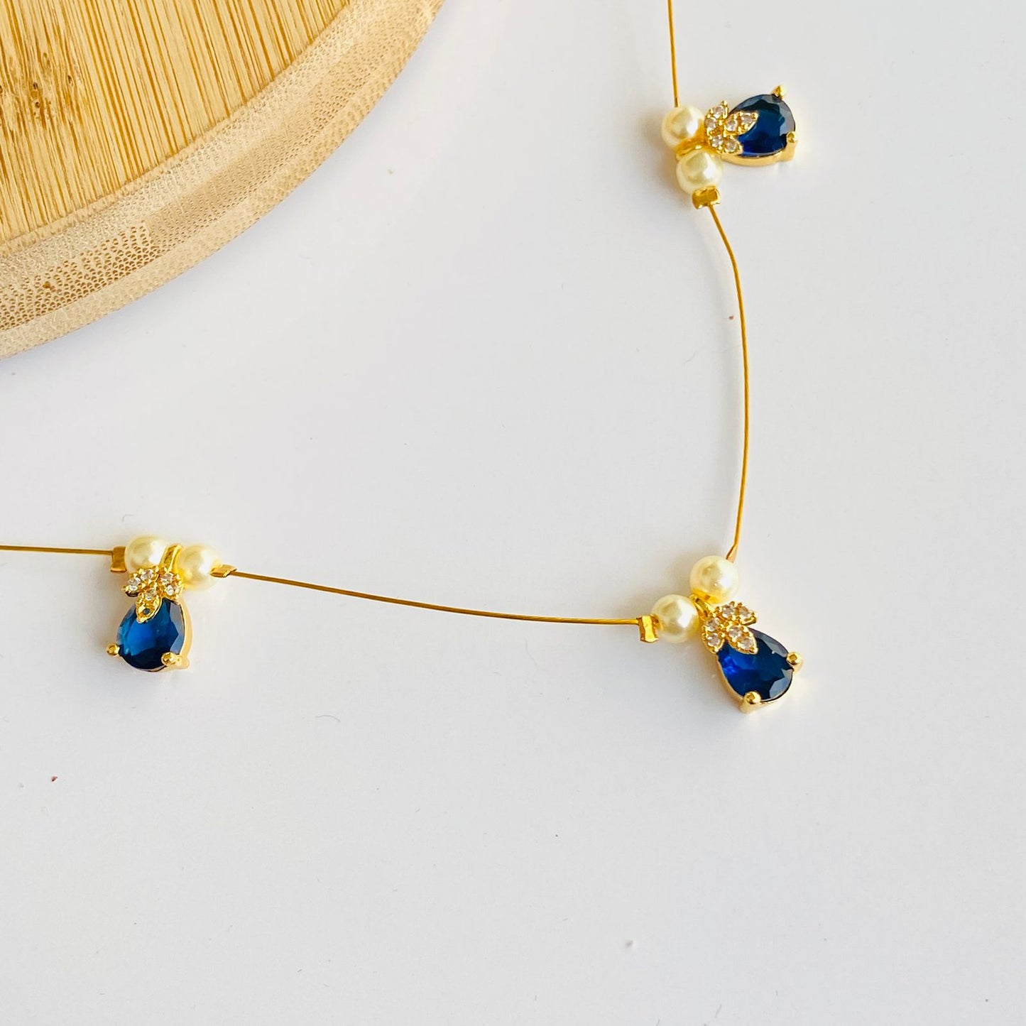 Blue Topaz Abha Invisible Chain Choker Necklace