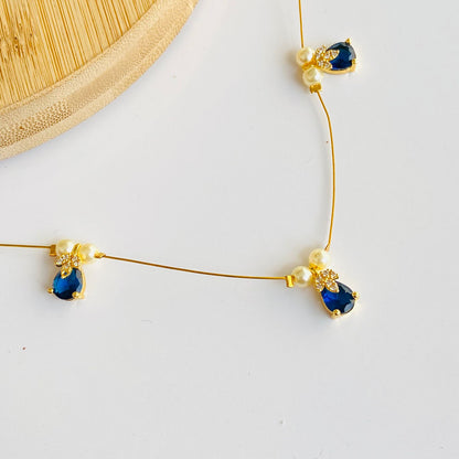 Blue Topaz Abha Invisible Chain Choker Necklace