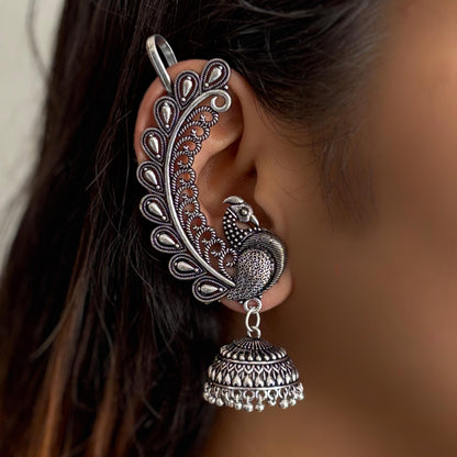 Peacock Jhumki Cuff Earrings