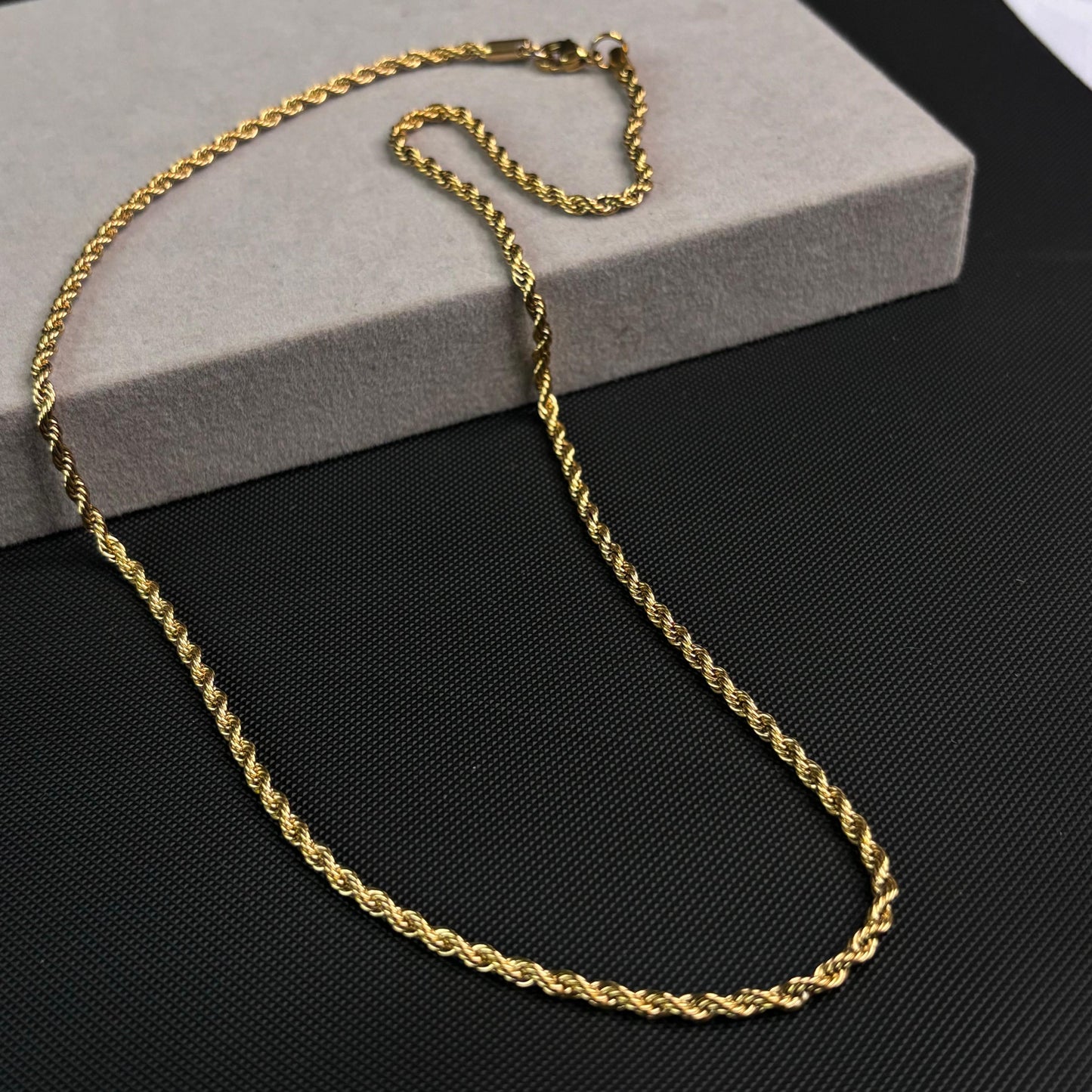 Twisted 18K Gold Plated Men's Chain 3mm