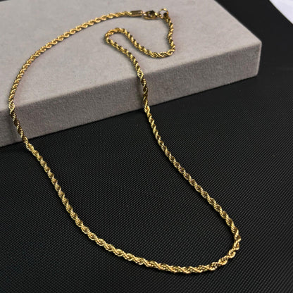 Twisted 18K Gold Plated Men's Chain 3mm