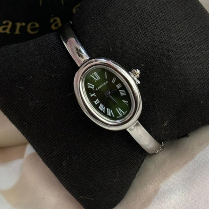 Vintage Cartier Bracelet Watch (Silver-Green)