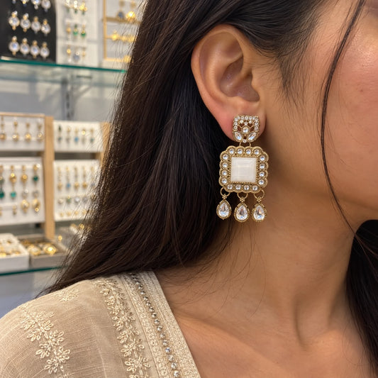 Naira Pakistani white Earrings