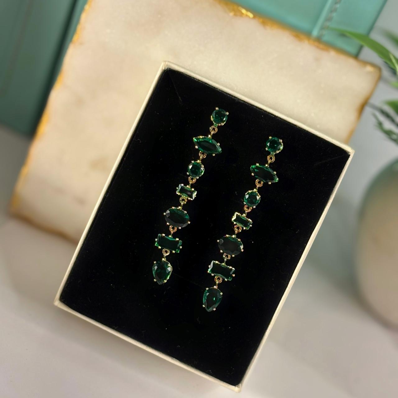 Emerald Crystal Bejewelled Earrings