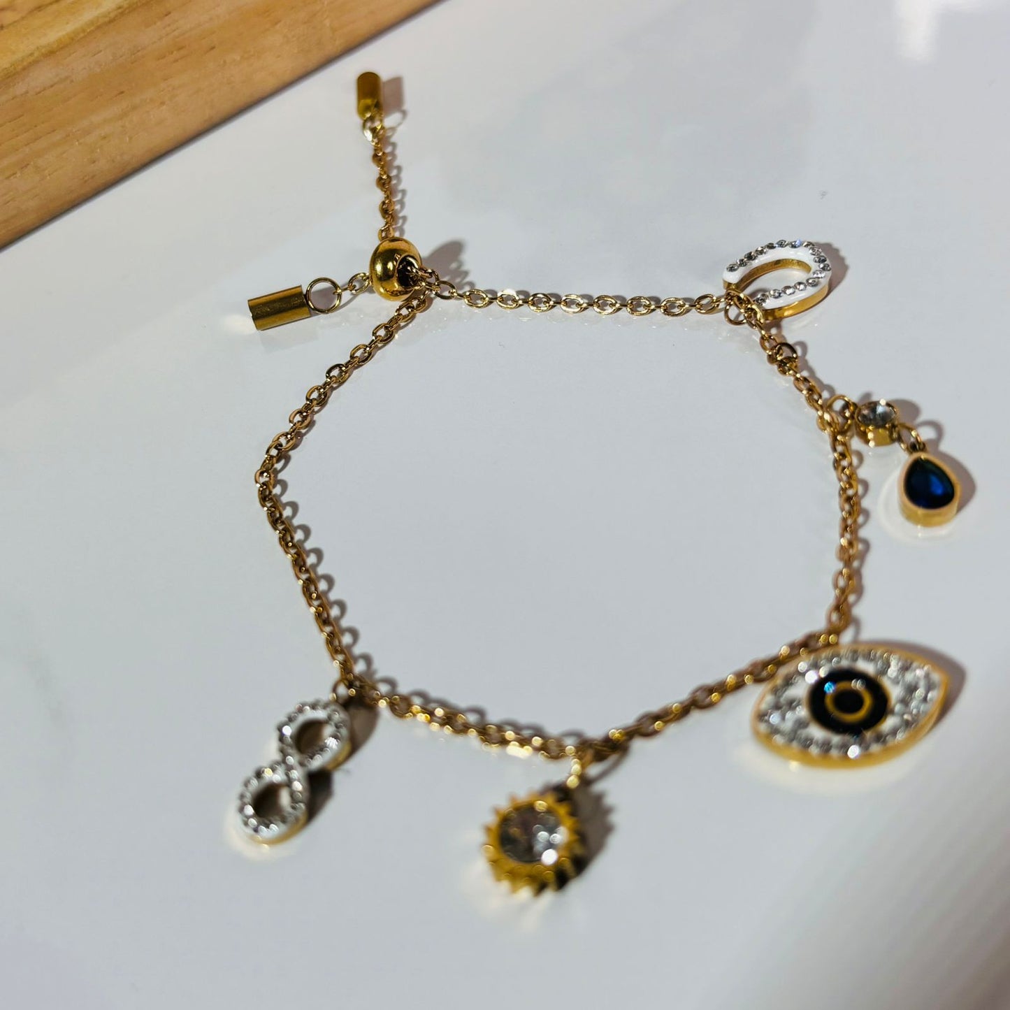 Evil Eye Adjustable Charm Bracelet