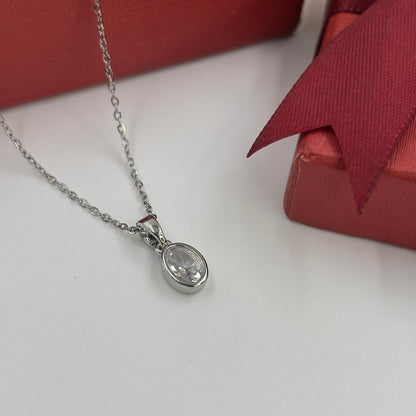 Dainty Oval Necklace ( Silver)