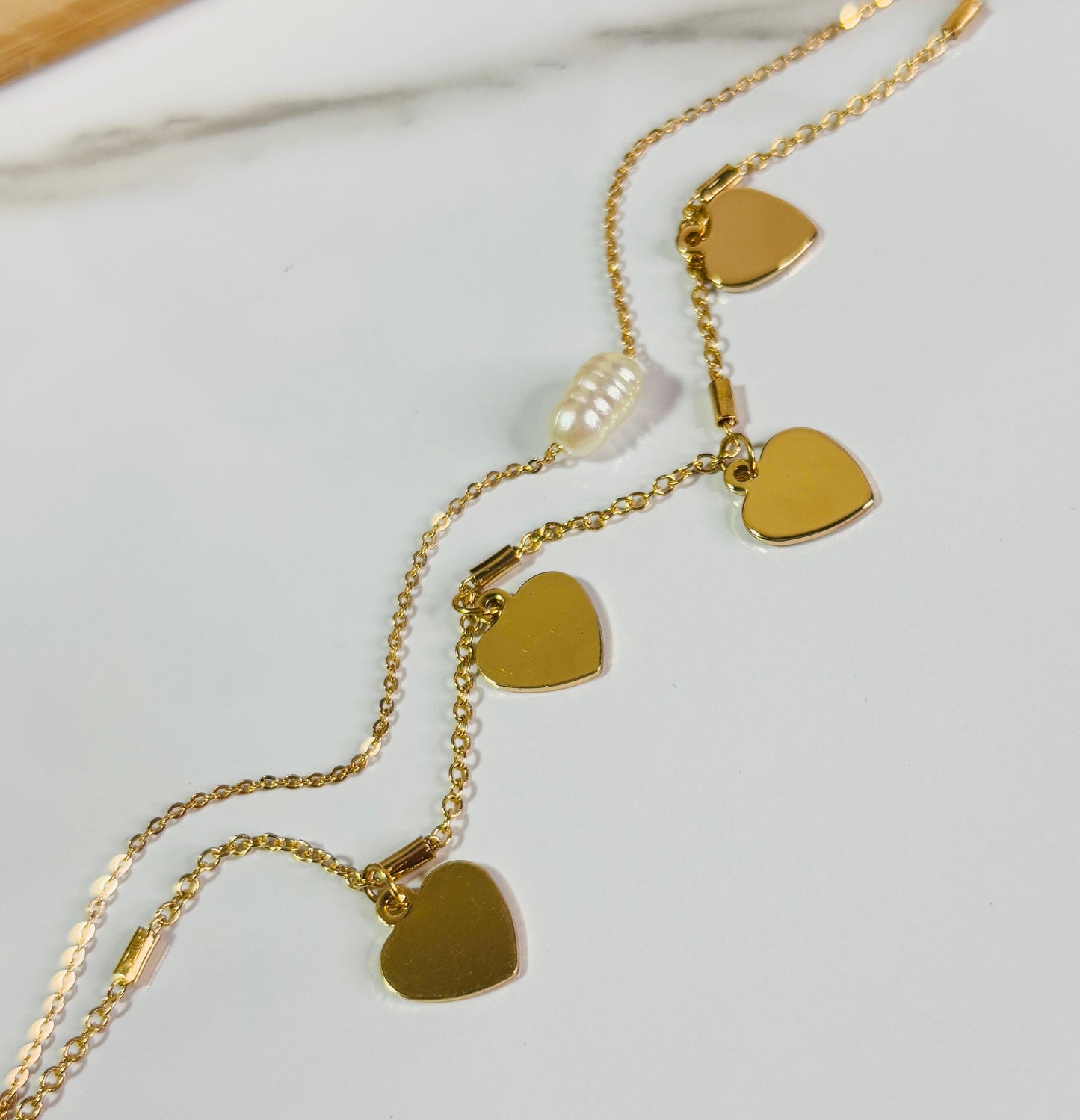 Heart Charm Layered Chain Bracelet