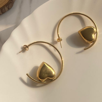 Heart Hinged Hoop Earrings