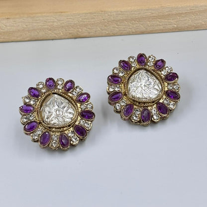 Aadhya Moisanite Stud Earrings (Purple)