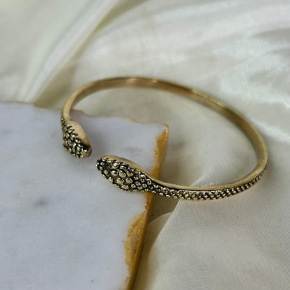 Dual Serpant Brass Bracelet( Gold)