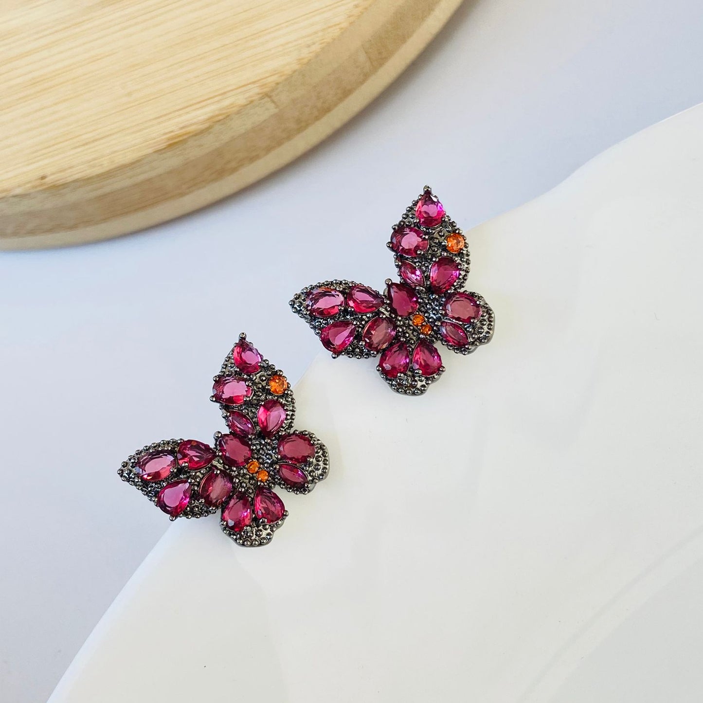 Glam Butterfly Earrings ( Pink)