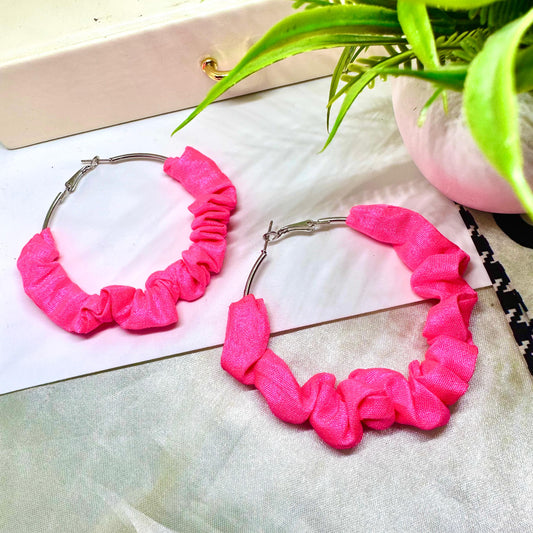 Poppy Pink Handmade Ruffle Hoops