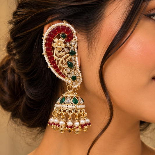 Panash Ear Cuff Earrings ( Red )