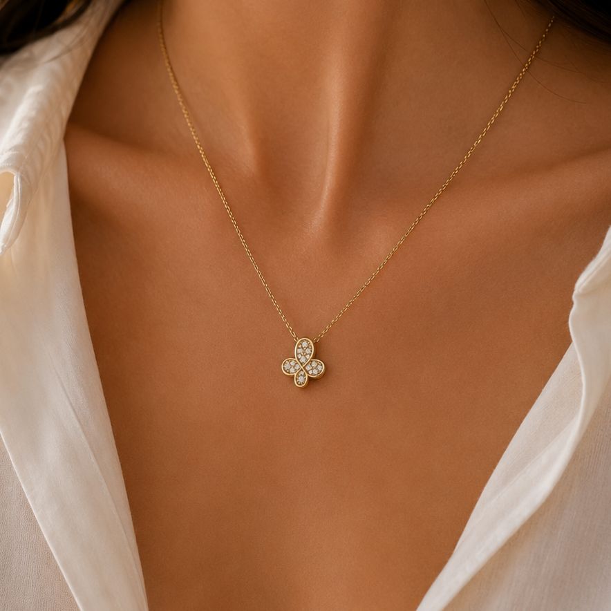 Dainty Mini Butterfly Necklace ( Gold )