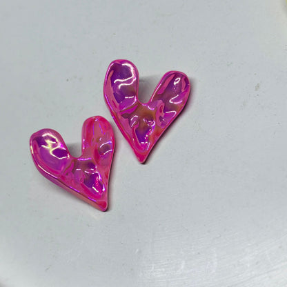 Holographic Colored Heart Earrings