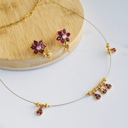 Aranya Ruby Invisible Chain Set