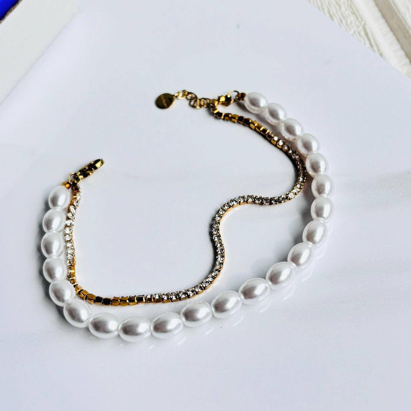 Fresh Pearl Rhinestone Luxe Bracelet