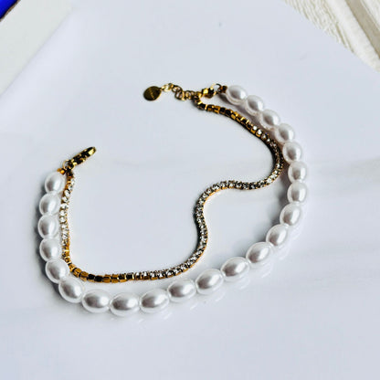 Fresh Pearl Rhinestone Luxe Bracelet