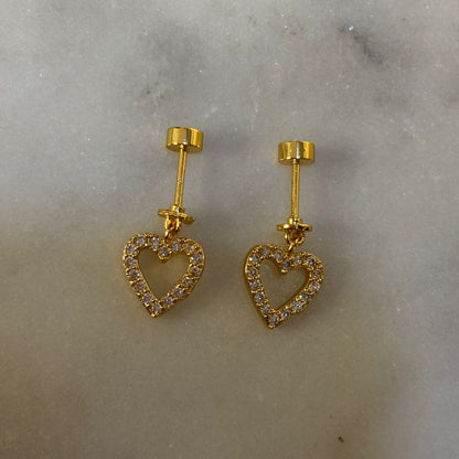 Hollow Heart 2in1 Flatback Earrings