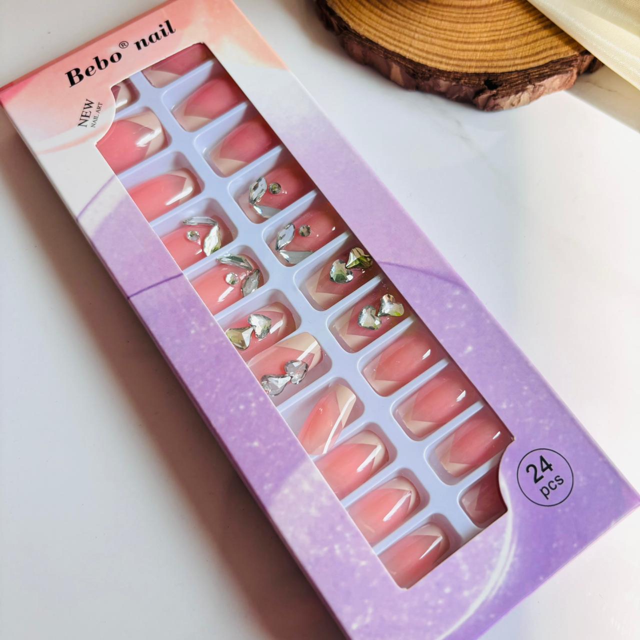 016 Embellished Gel Stick On Nails (Pack of24)