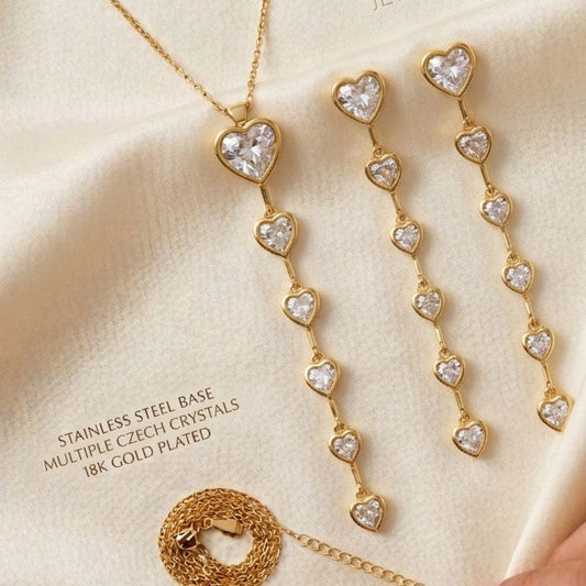 Bejewelled Heart Necklace (White)