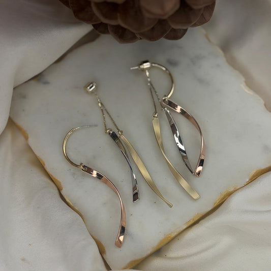 Wavy 3 Tone Earrings
