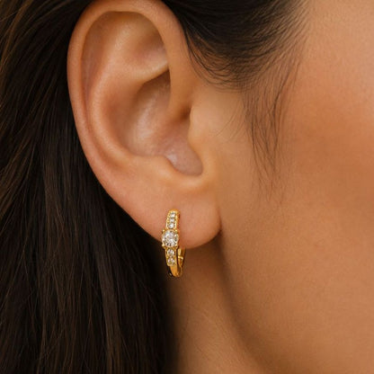 Ellie Solitaire Hoop Earrings
