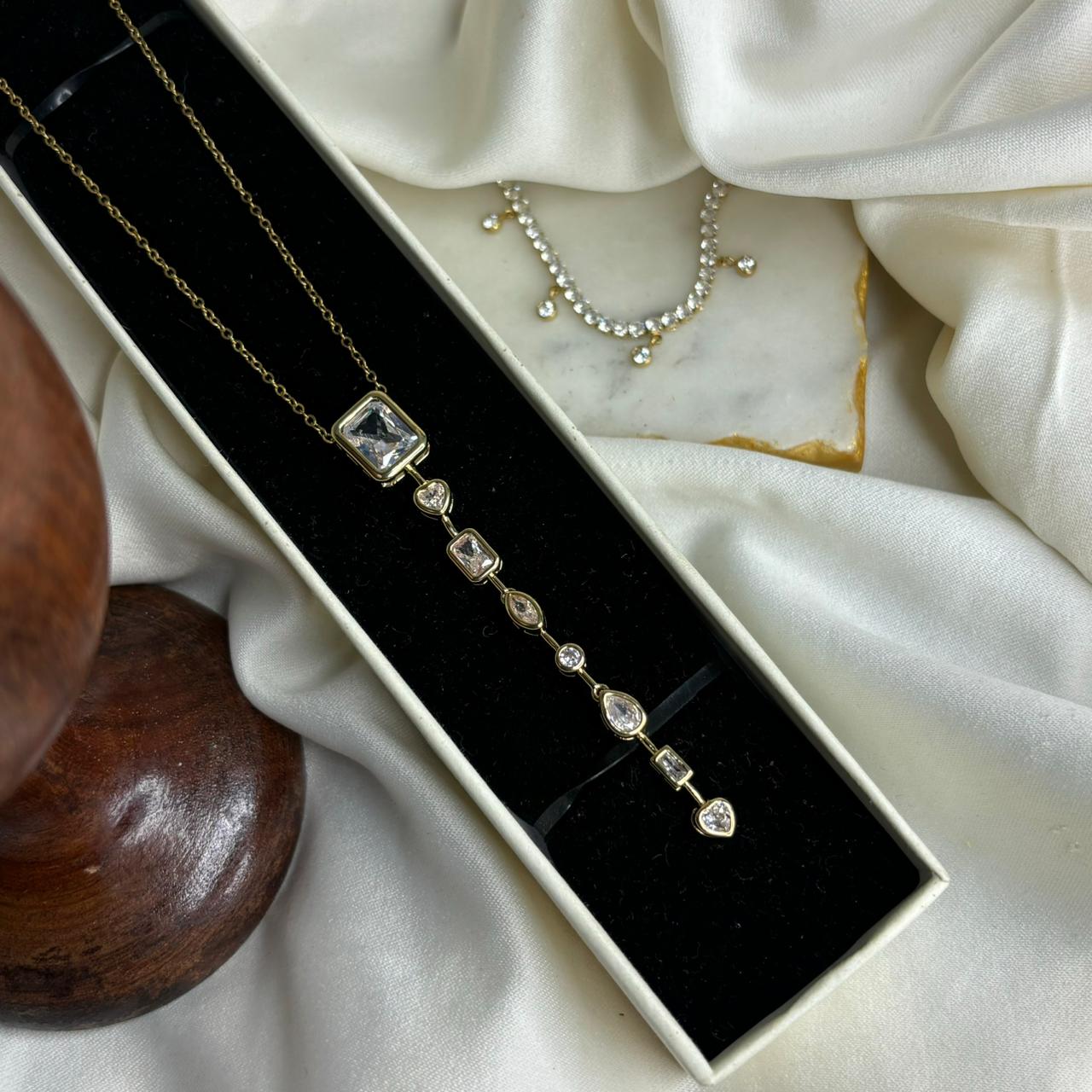 Bejewelled Quad Necklace (White-Gold)