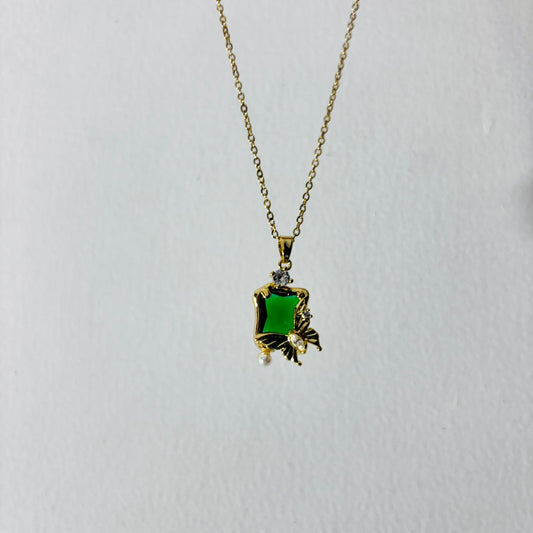 Emerald Tropical Solitaire 18K Necklace