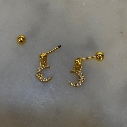 Moon Charm Flatback Earrings