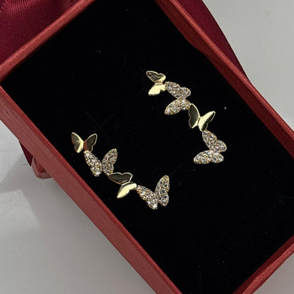 Butterfly Climber Gold Earrings