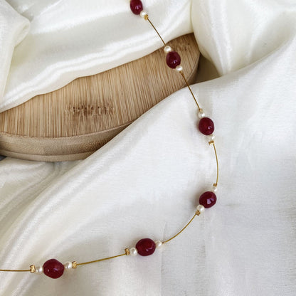 Invisible Chain Ruby Beads Necklace