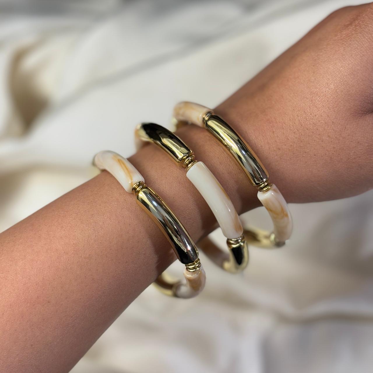 Frothy Brownie Bamboo Stretchable Bracelets (Stack of 3)