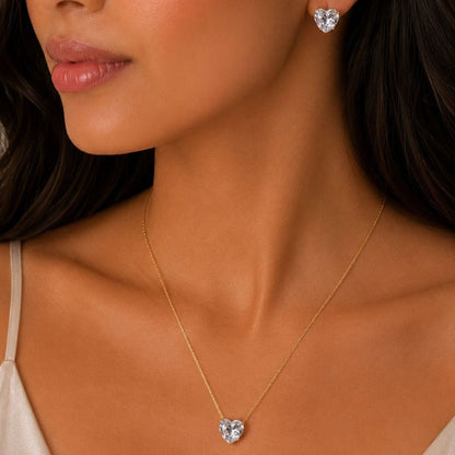 Heart Love Solitaire Jewellery Set ( White )