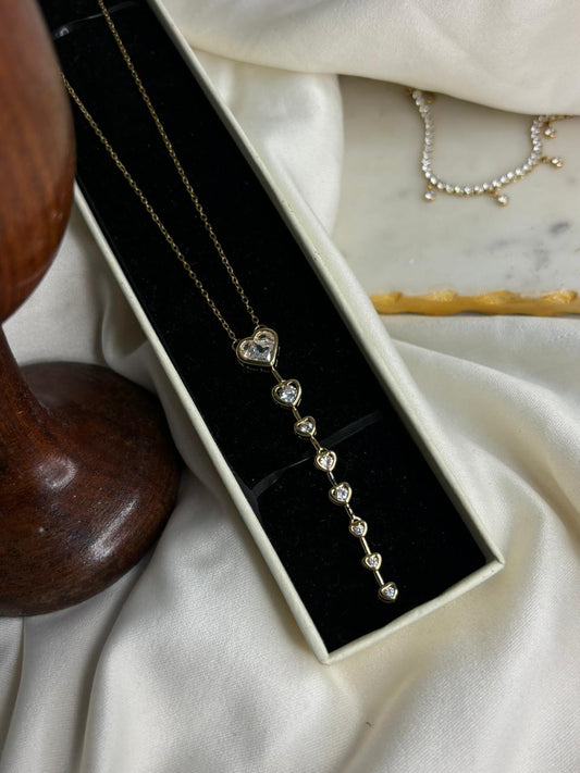 Bejewelled Heart Necklace 01 (White-Gold)