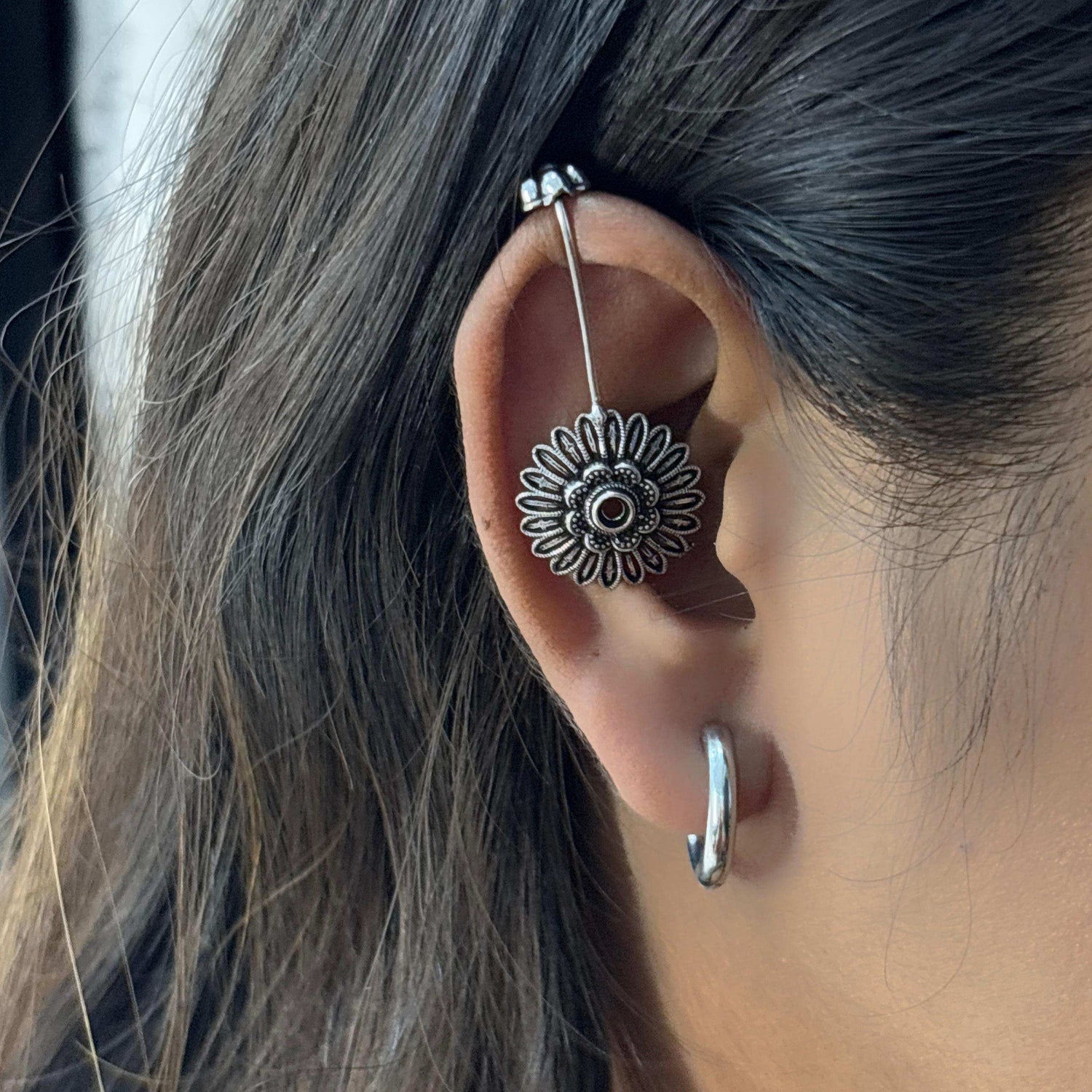 Phool Non Piercing German Silver Bugadi