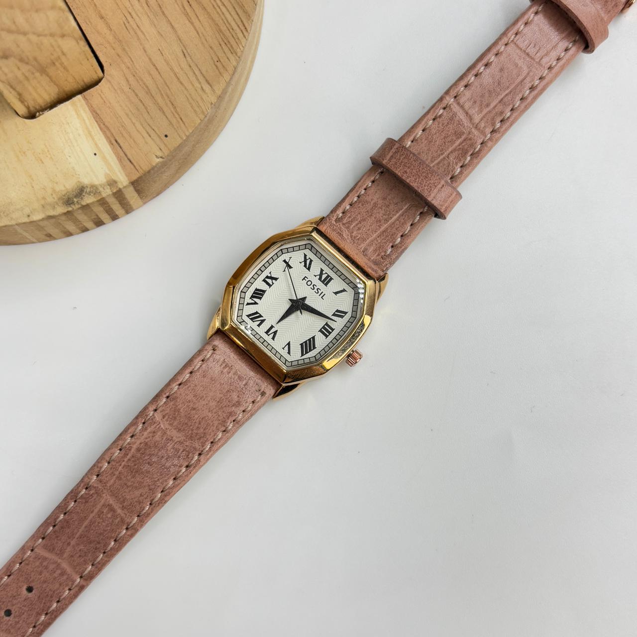 Fossil Vintage Leather Band Watch ( Pink )