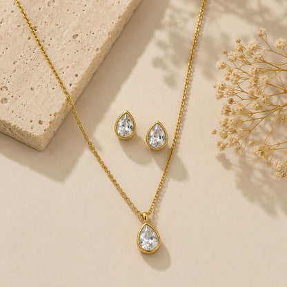 Drop Solitaire Jewellery Set (White)