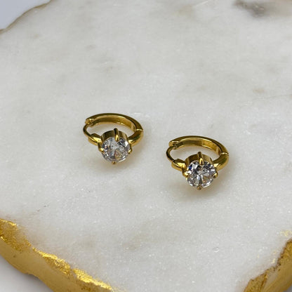 Aster Mini Solitaire Hoop Earrings