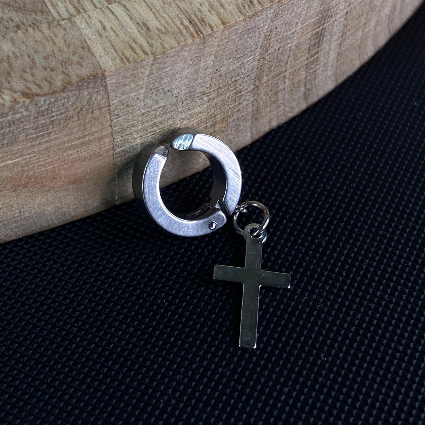 Cross #2 Men's Earring (Non-piercing)
