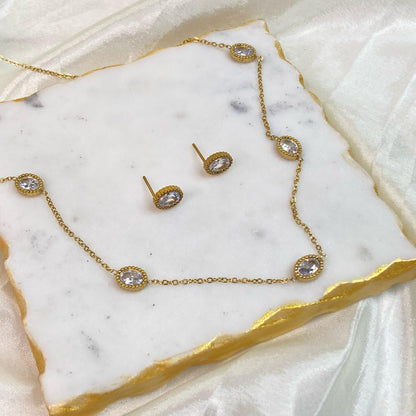 Opal Jewelry Set (Necklace+Earrings)