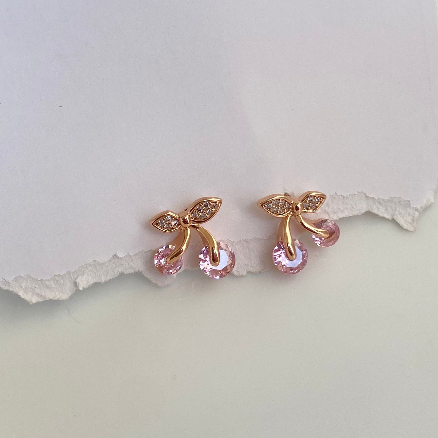 Pink Mini Cherry Earrings