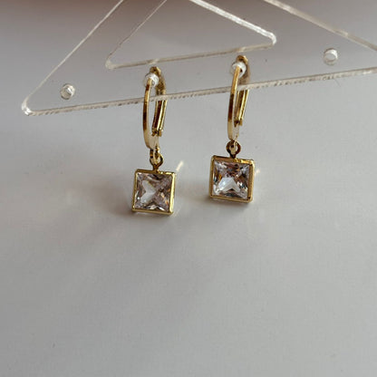 Square Bling Huggies Earrings