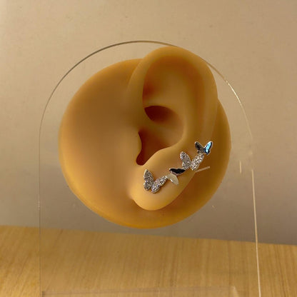 Butterfly Climber Silver Earrings